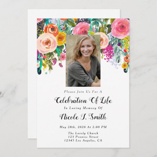 Foto van de viering van het leven kaart (Voorkant / Achterkant)