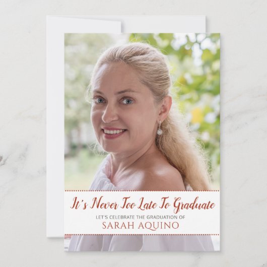 Foto van de vrouw is nooit te laat. kaart (Voorkant)