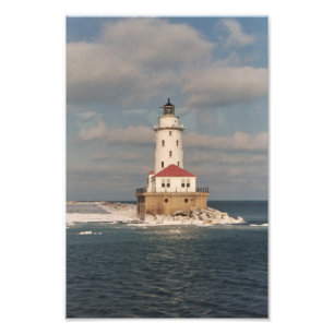 Foto van de vuurtoren van Lake Michigan Afdruk