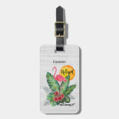 Foto van de Waterverf Flamingo in ruste Bagagelabel (Voorkant verticaal)