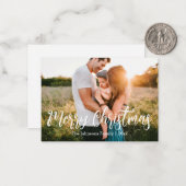 foto van de witte kalligrafie voor vrome kerst notitiekaartje (Voorkant / Achterkant in situ)