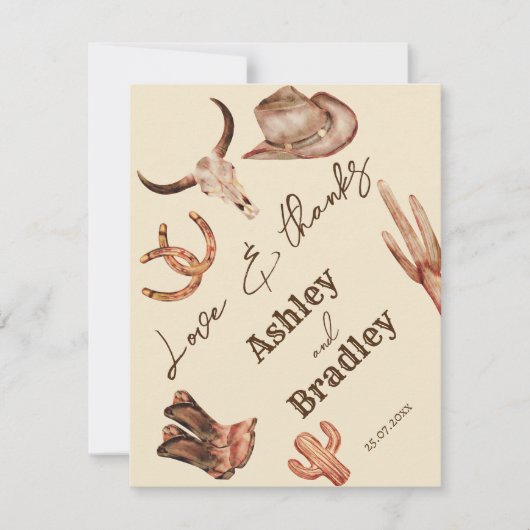 Foto van de Zuidwestelijke Rijk-bruiloft bedankt RSVP Kaartje (Voorkant)