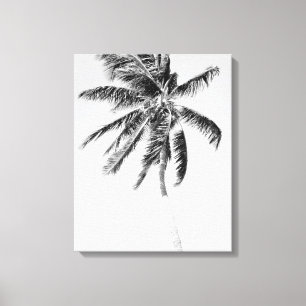 Foto van de zwarte en witte palmboom canvas afdruk