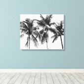 Foto van de zwarte en witte palmboom canvas afdruk (Insitu (Houten vloer))