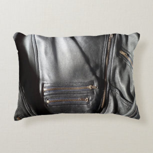 Foto van de zwarte leder van de zware metalen Faux Accent Kussen