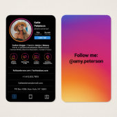 Foto van de zwarte trendy sociale media in de stij visitekaartje (Voorkant /achterkant)