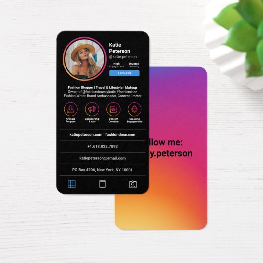 Foto van de zwarte trendy sociale media in de stij visitekaartje (Bureau)
