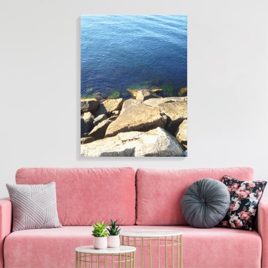 Foto van Deep Blue Atlantic Ocean Rocky Cliff Canvas Afdruk (Insitu (Woonkamer))