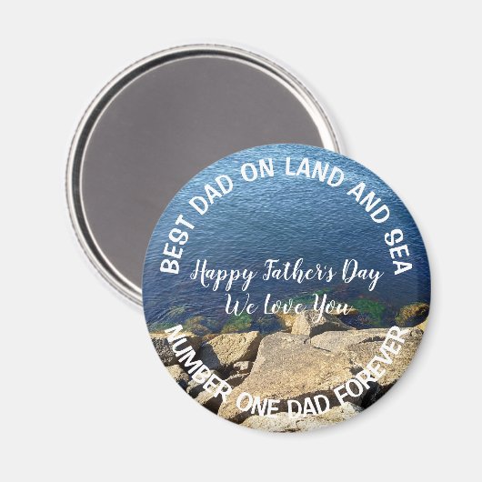 Foto van Deep Blue Ocean Best Dad Vaderdag Magneet (Voorkant / Achterkant)