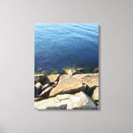 Foto van diepblauwe Atlantische Oceaan rotsachtige Canvas Afdruk