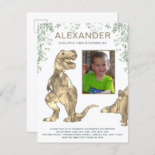 Foto van Dinosaur verjaardagsfeest Uitnodiging Briefkaart