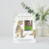 Foto van Dinosaur verjaardagsfeest Uitnodiging Briefkaart (Staand voorkant)