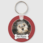 Foto van Dog Bone Red Polka Dots Sleutelhanger (Voorkant)