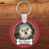 Foto van Dog Bone Red Polka Dots Sleutelhanger (Voorkant)