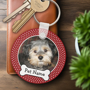 Foto van Dog Bone Red Polka Dots Sleutelhanger