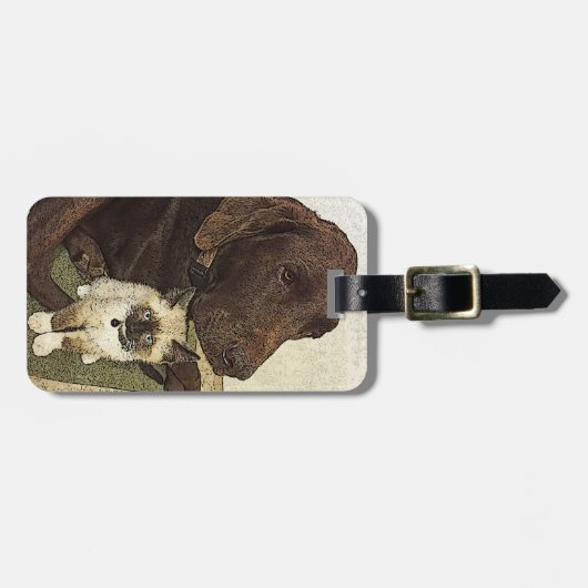 Foto van Dog en Kitten Buddies Bagagelabel (Voorkant horizontaal)