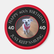 Foto van Dog Grinning Birthday 40 Black en Red