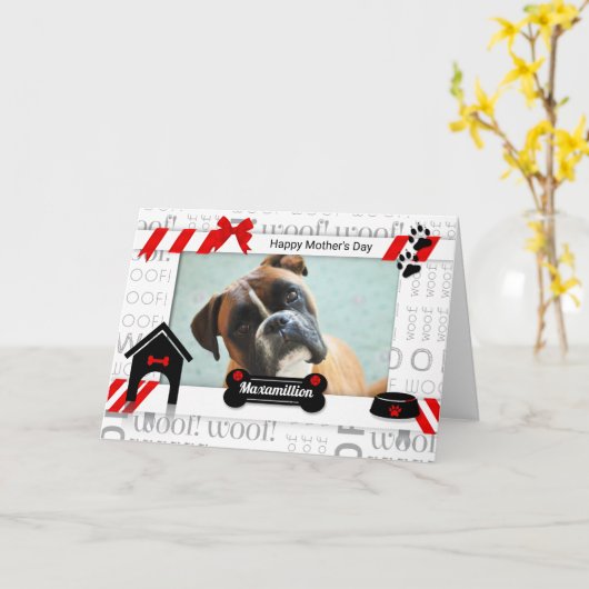 Foto van Dog in Red en Black Kaart (Gele Bloem)