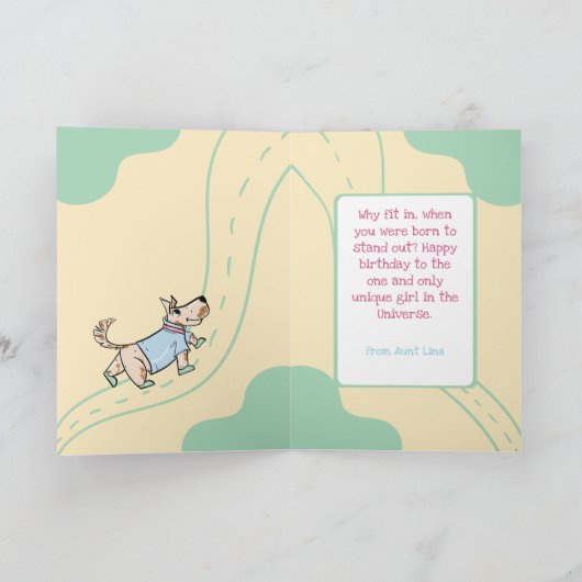 Foto van Dog Life Green Yellow Birthday Kaart (Binnen)