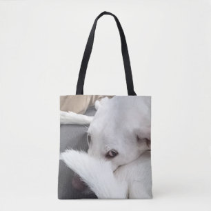 Foto van Dog met mysterieuze ogen Tote Bag