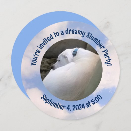 Foto van Dog Slapen Slumber Party Uitnodiging (Voorkant / Achterkant)