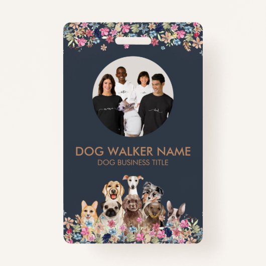 Foto van Dogs Cute Floral Badge (Voorkant)