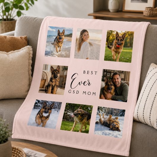 Foto van Duitse Herdershond GSD Moeder in blush ro Fleece Deken