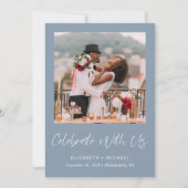 Foto van Dusty Blue Wedding Reception Aankondiging (Voorkant)