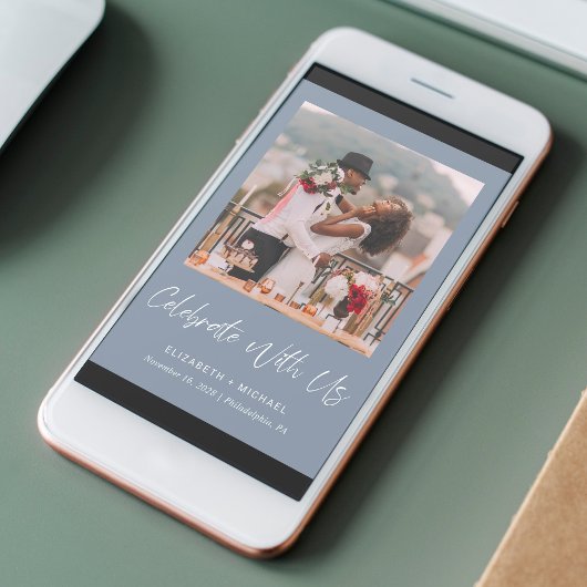 Foto van Dusty Blue Wedding Reception Aankondiging