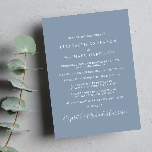 Foto van Dusty Blue Wedding Reception Aankondiging