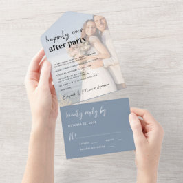 Foto van Dusty Blue Wedding Reception All In One Uitnodiging