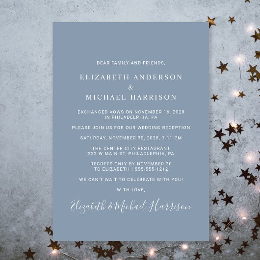 Foto van Dusty Blue Wedding Reception Kaart