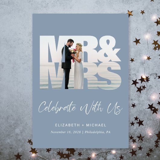 Foto van Dusty Blue Wedding Reception Kaart