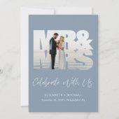 Foto van Dusty Blue Wedding Reception Kaart (Voorkant)