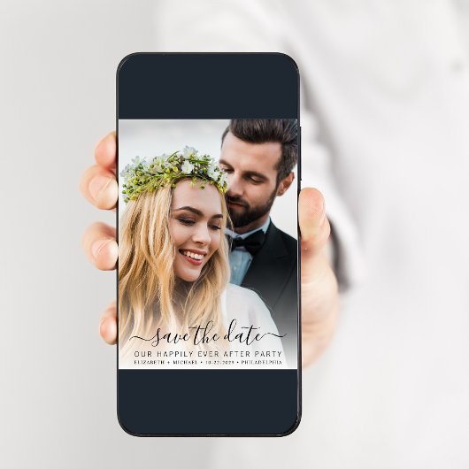 Foto van Dusty Blue Wedding Reception Save The Date