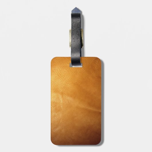 Foto van echt leder op maat bagagelabel (Achterkant verticaal)