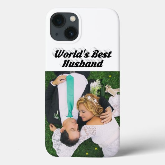 Foto van echtgenoot met zwarte tekst iPhone Hoesje (Achterkant)