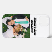 Foto van echtgenoot met zwarte tekst iPhone Hoesje (Achterkant (horizontaal))