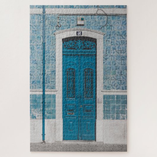 Foto van een blauwe deur in Portugal Legpuzzel (Verticaal)
