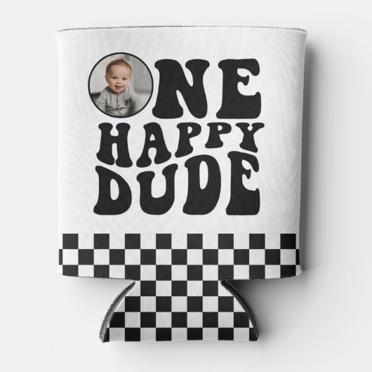 Foto van één blije vent Jongens Eerste Verjaardag  Blikjeskoeler (Voorkant)