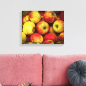 Foto van een Bushel van gele en rode appels Canvas Afdruk (Insitu (Woonkamer))