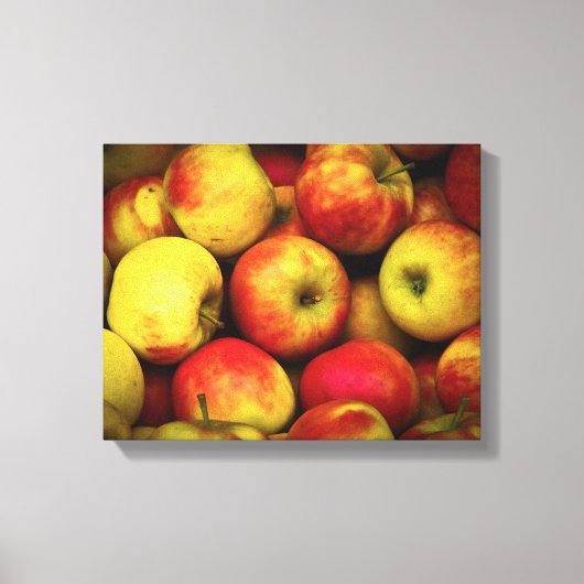 Foto van een Bushel van gele en rode appels Canvas Afdruk (Voorkant)
