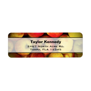 Foto van een Bushel van gele en rode appels Etiket