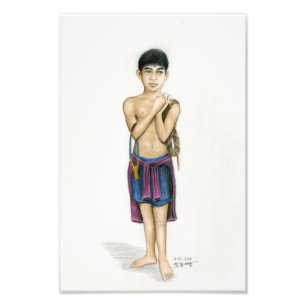Foto van een Cambodjaanse jongen van Vannak Anan P Afdruk