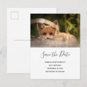 Foto van een Cute Little Fox Save the Date Uitnodiging Briefkaart (Voorkant / Achterkant)