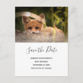 Foto van een Cute Little Fox Save the Date Uitnodiging Briefkaart (Voorkant)