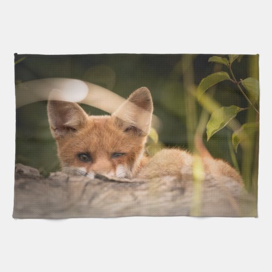 Foto van een Cute Little Fox Theedoek (Horizontaal)
