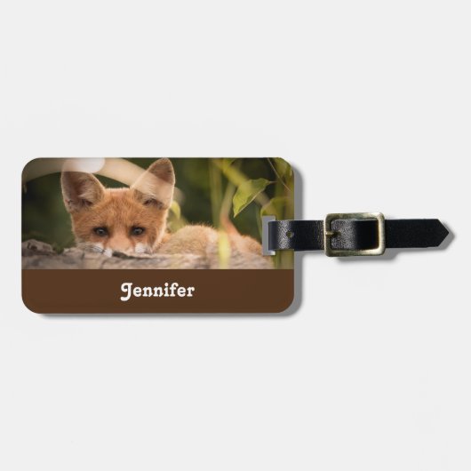 Foto van een Cute Little Oranje Fox Bagagelabel (Voorkant horizontaal)