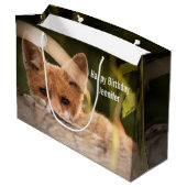 Foto van een Cute Little Oranje Fox Birthday Groot Cadeauzakje (Achterkant Gekanteld)