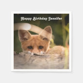 Foto van een Cute Little Oranje Fox Birthday Servet (Voorkant)